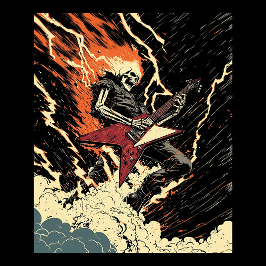 Rock Lightning Tee Design Black