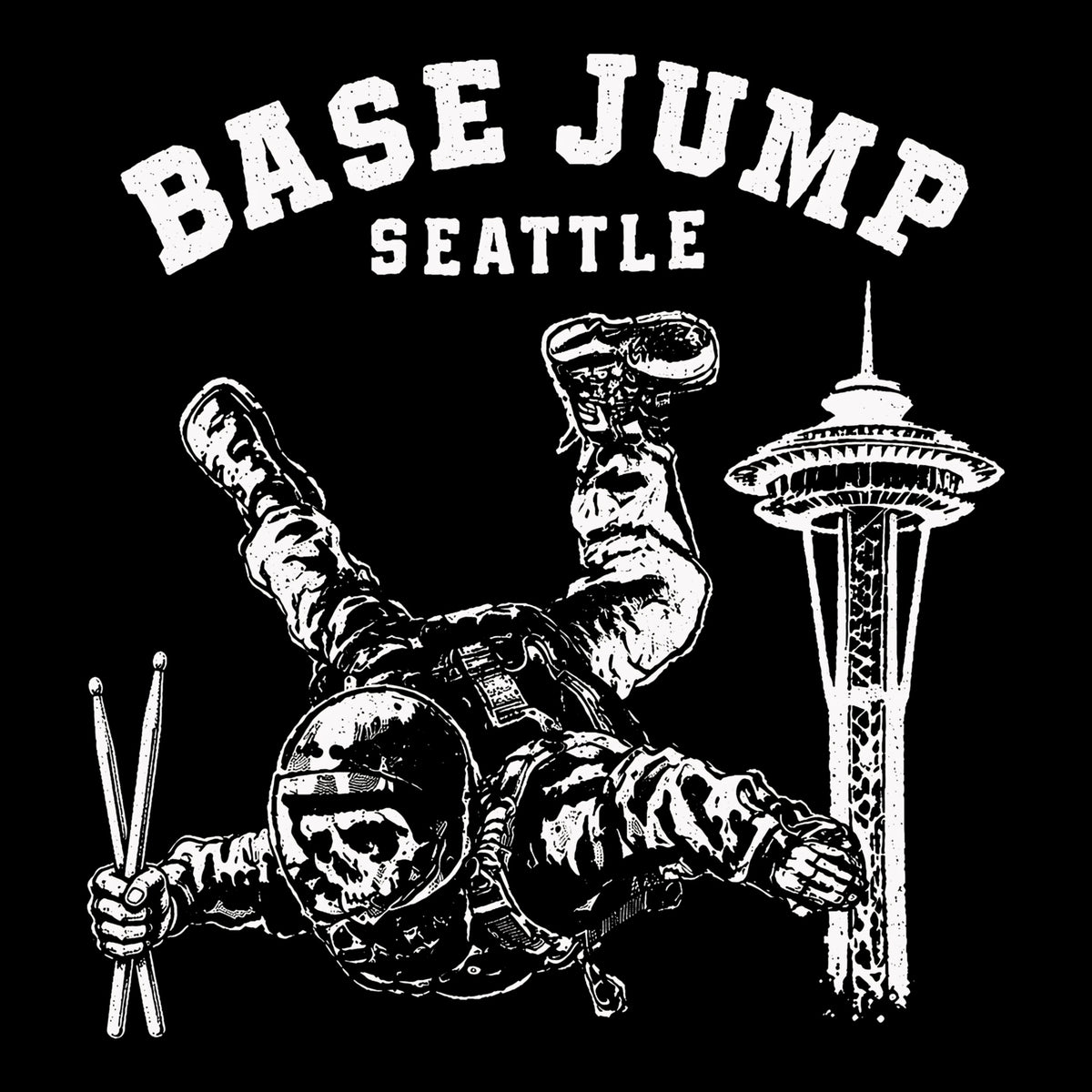 Base Jump Seattle Tee Black Design