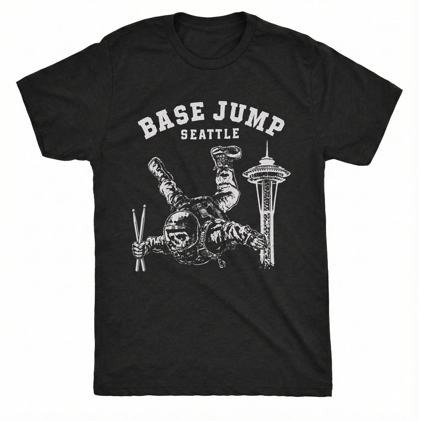 Base Jump Seattle Tee Black Mockup