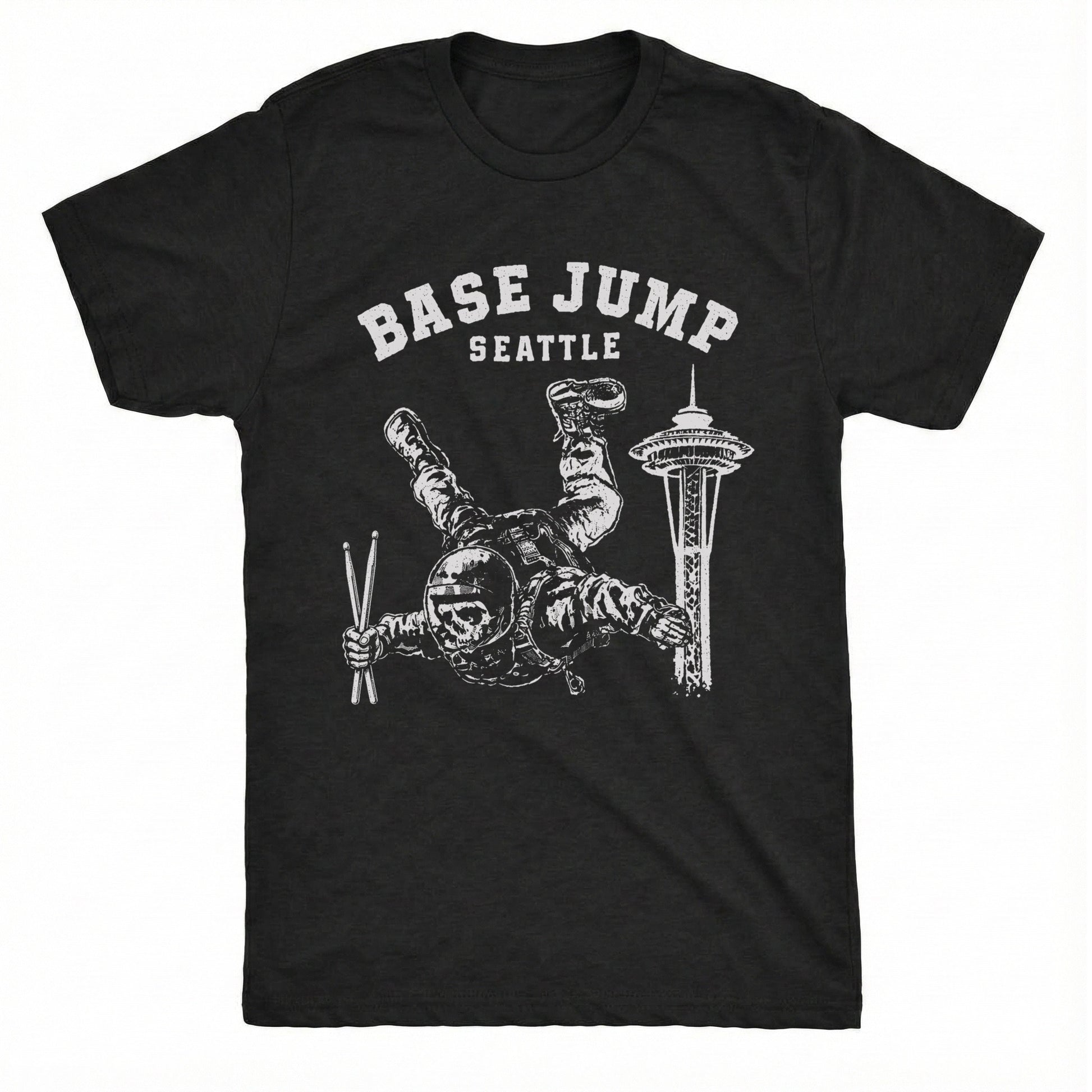 Base Jump Seattle Tee Black Mockup
