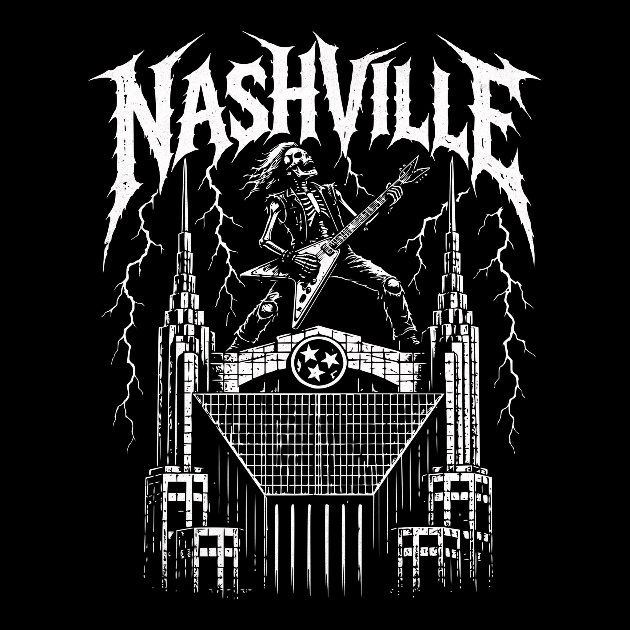 Bat Building Tee Black Design