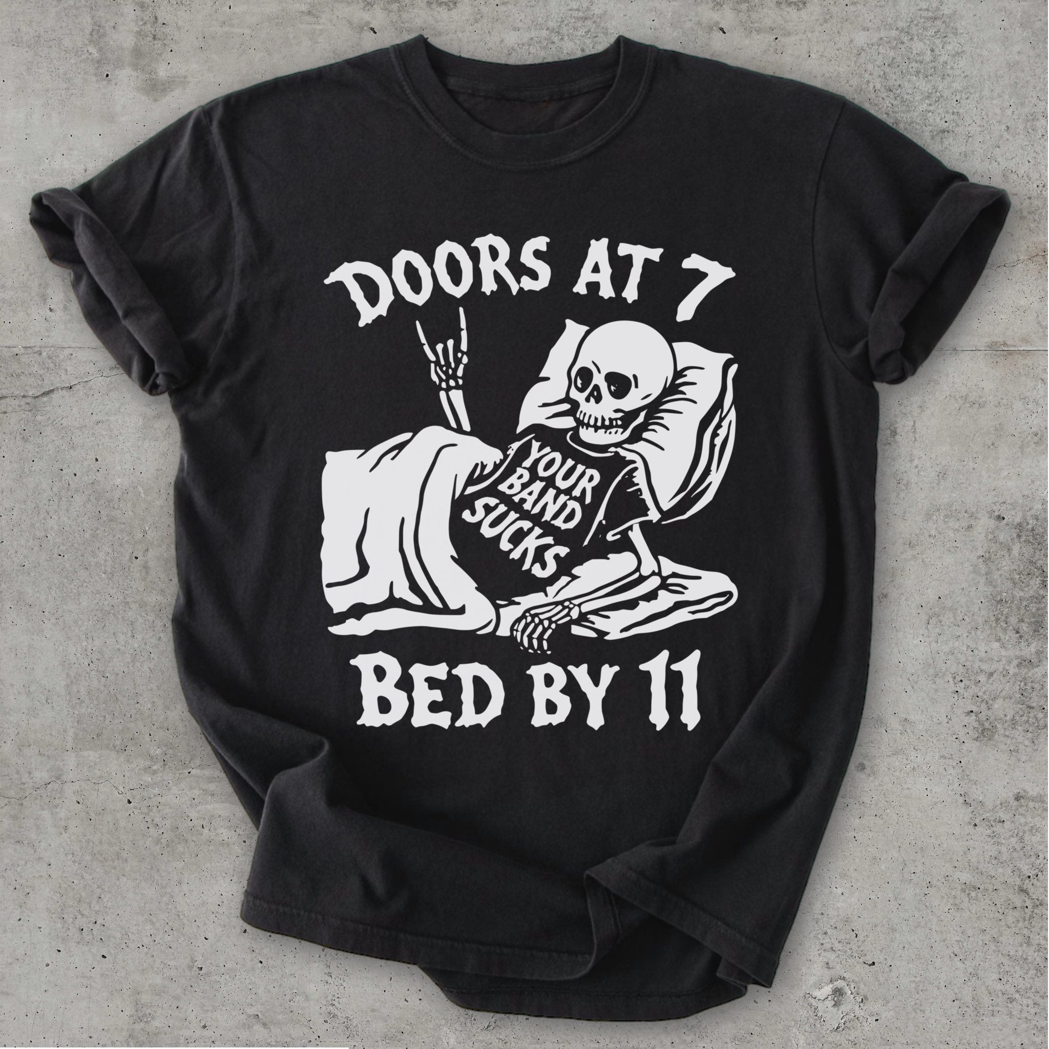 Bed By 11 Tee Black Mockup