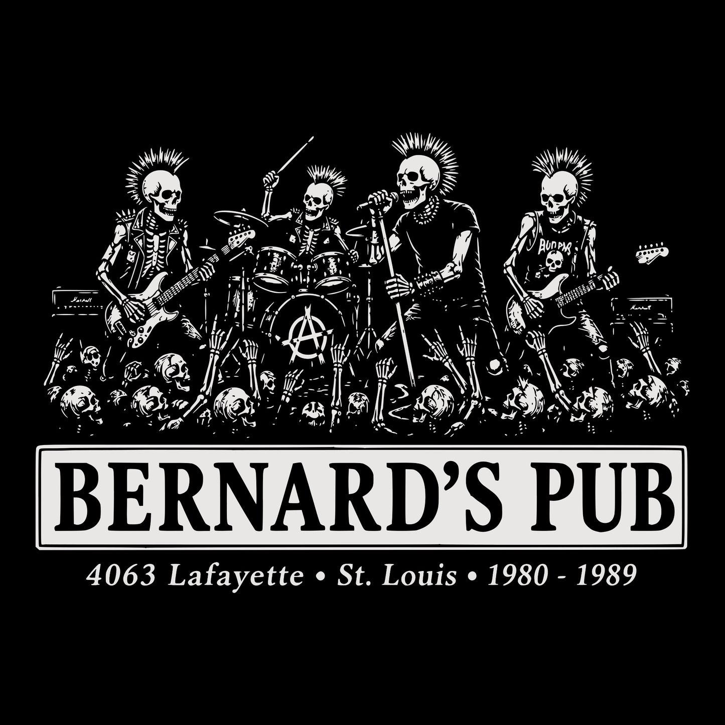 Bernard's Pub Tee Black Design