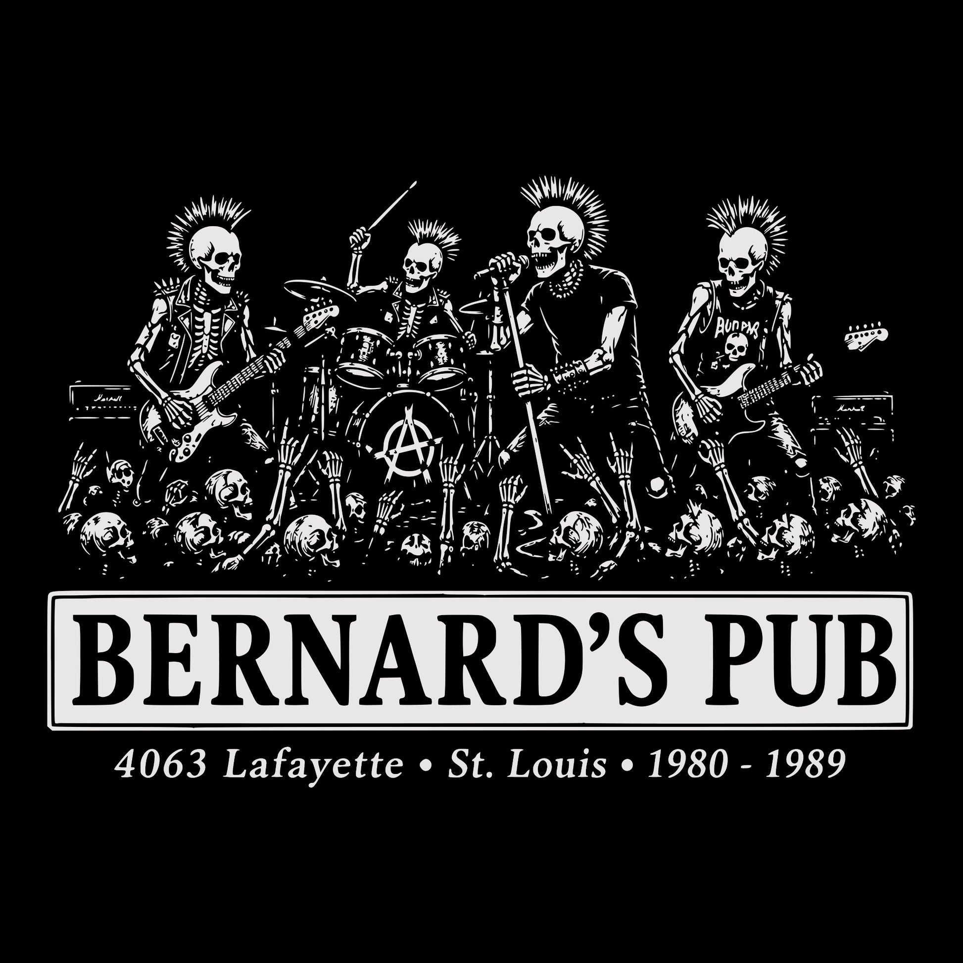 Bernard's Pub Tee Black Design