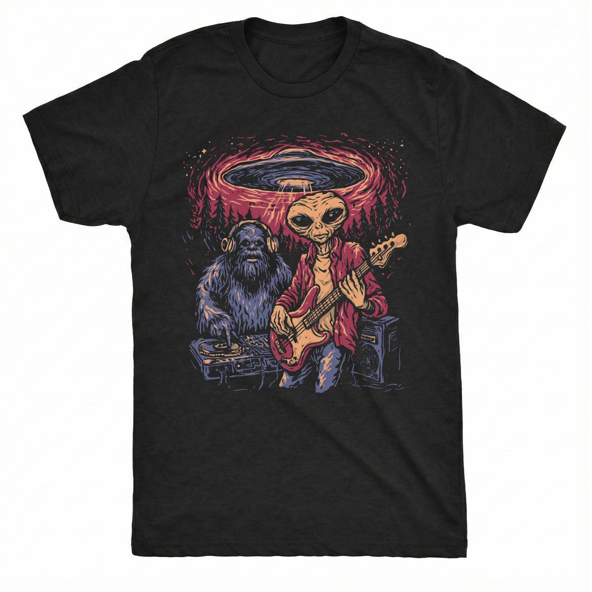 Big Alien Jam Tee Black Mockup