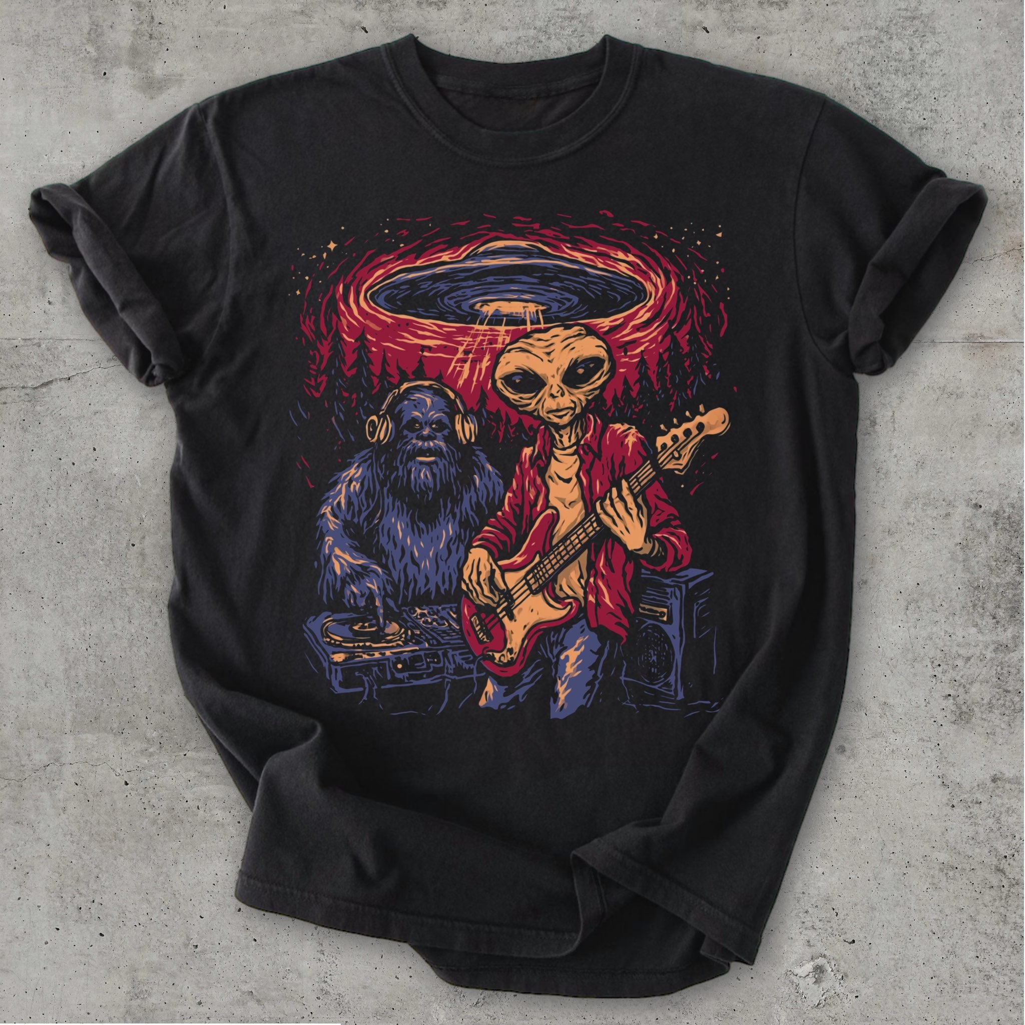 Big Alien Jam Tee Black Mockup