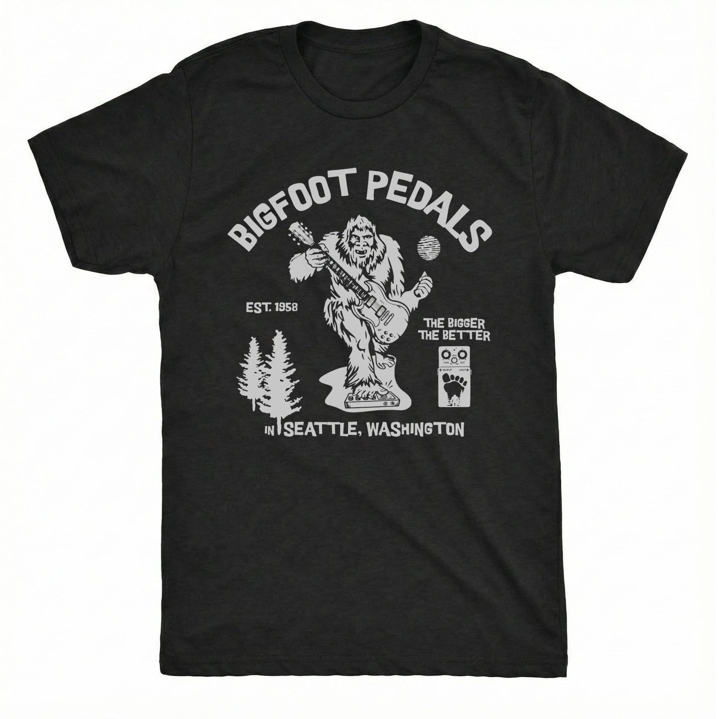 Bigfoot Pedals Tee Black Mockup