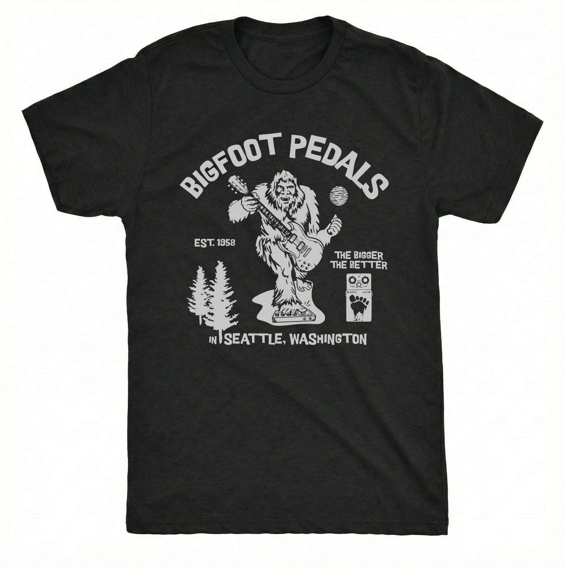 Bigfoot Pedals Tee Black Mockup