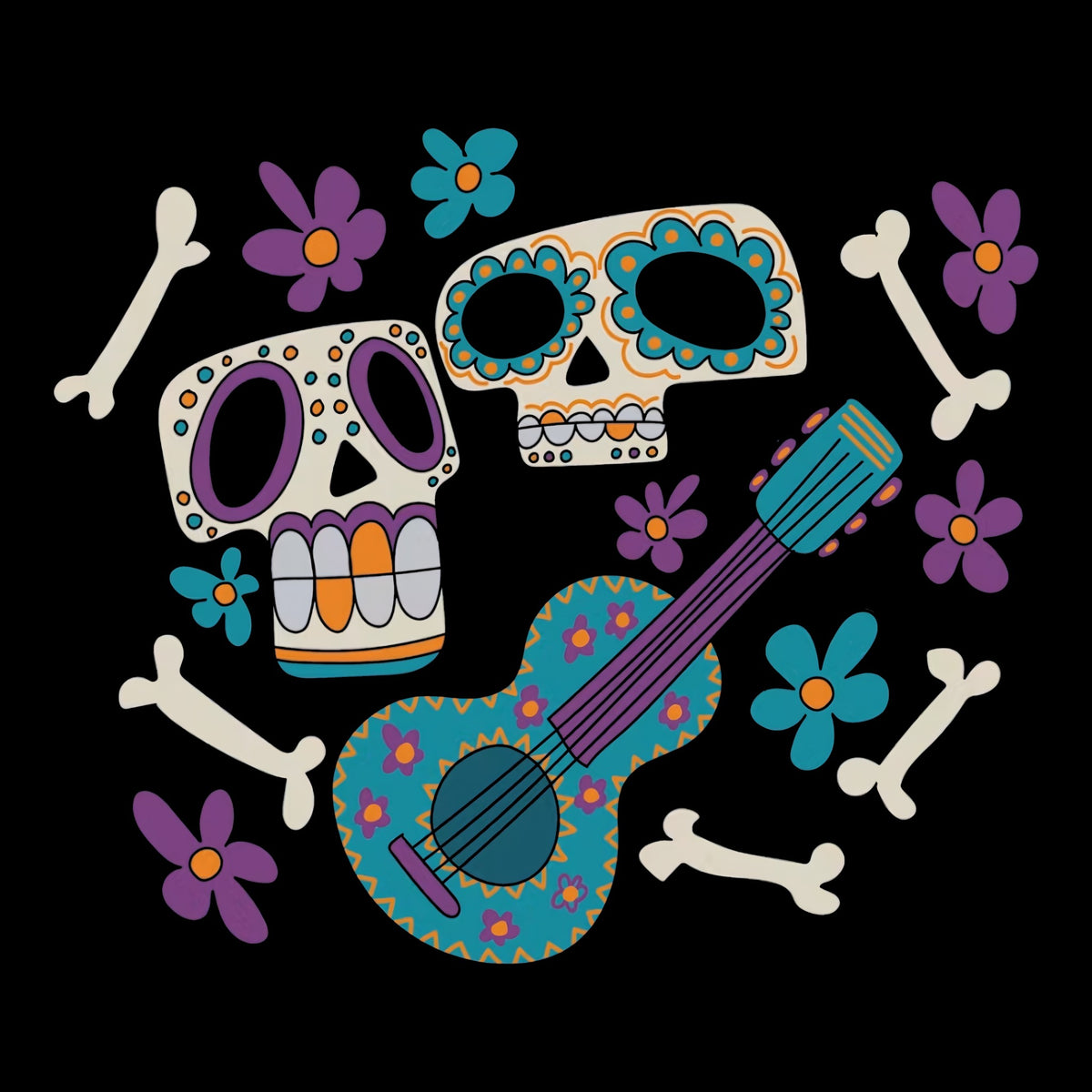 Bones & Flowers Tee Black Design