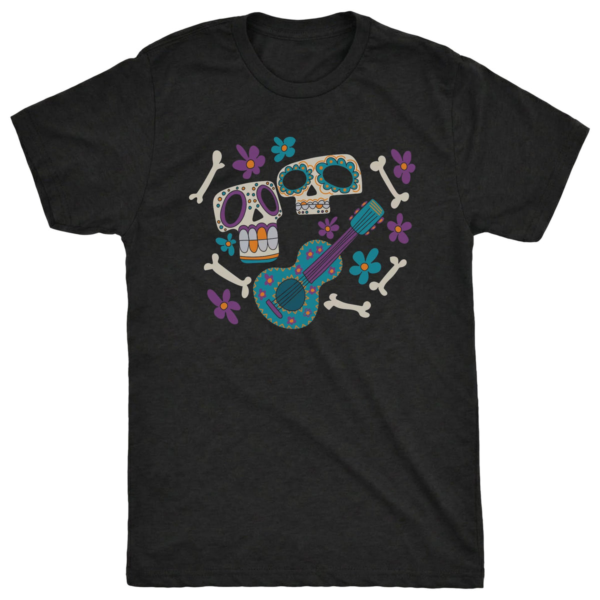Bones & Flowers Tee Black Mockup