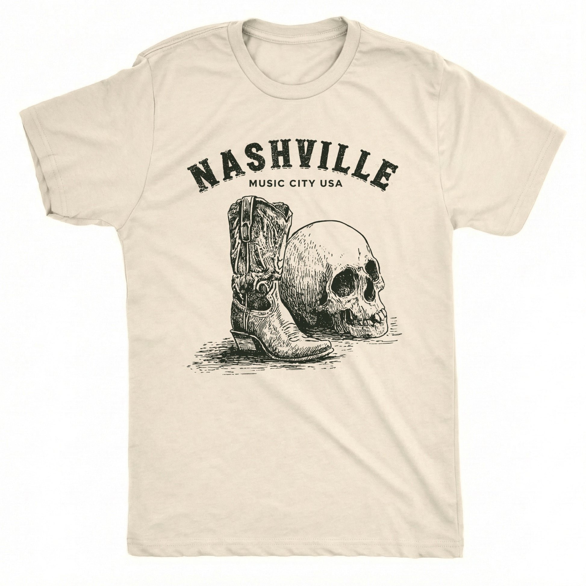 Boot & Skull Tee Natural Mockup