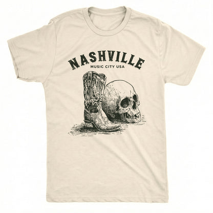 Boot & Skull Tee Natural Mockup