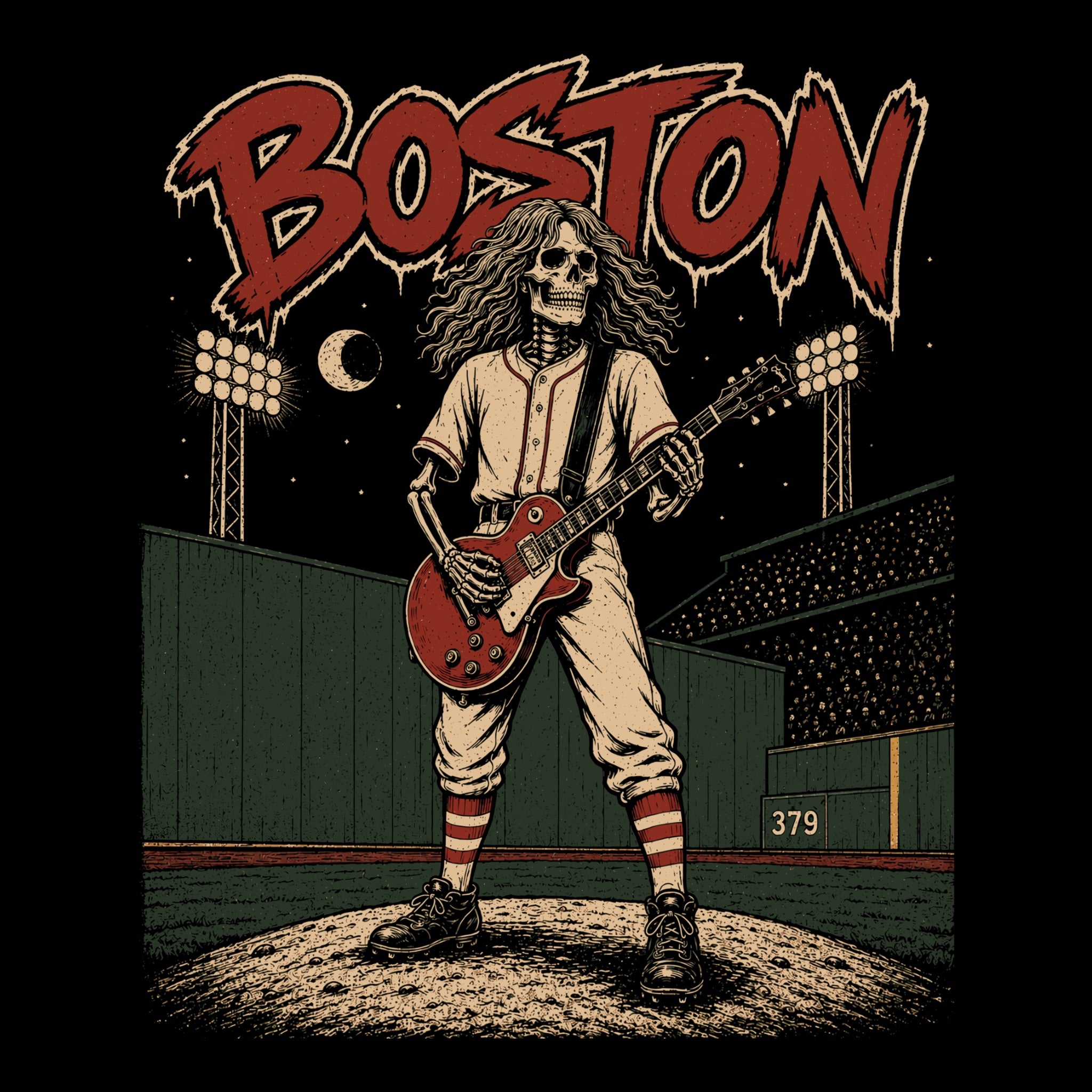 Boston Baseball Tee Black Design