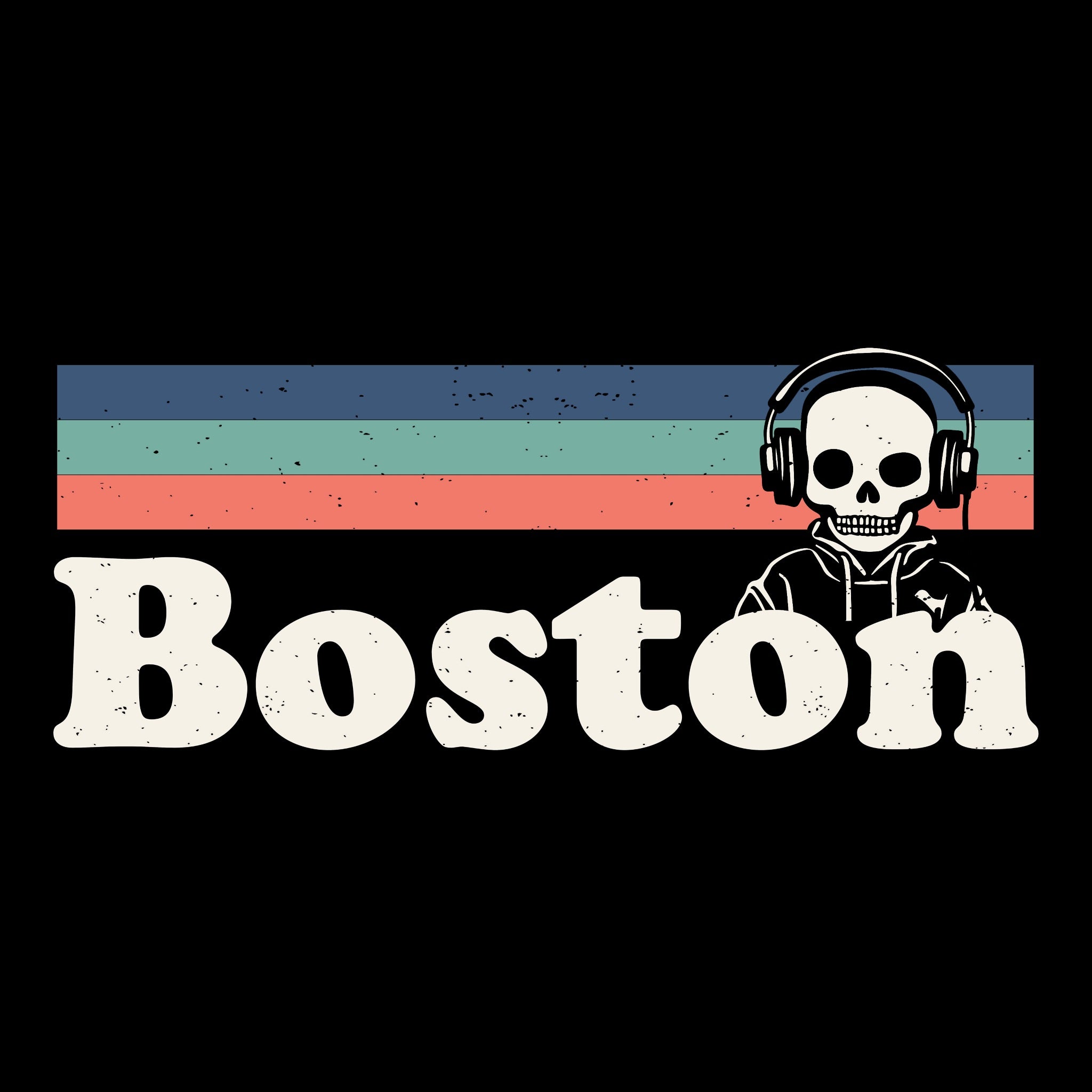 Boston Stripes Tee Design Black