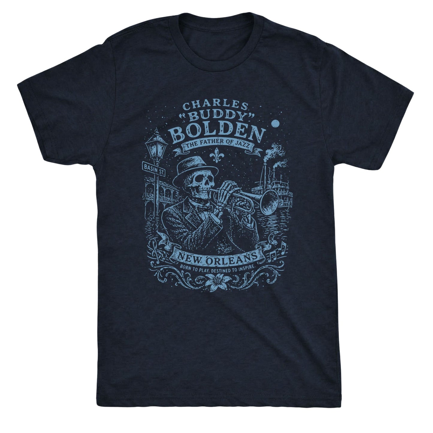 Buddy Bolden Tee Navy Mockup