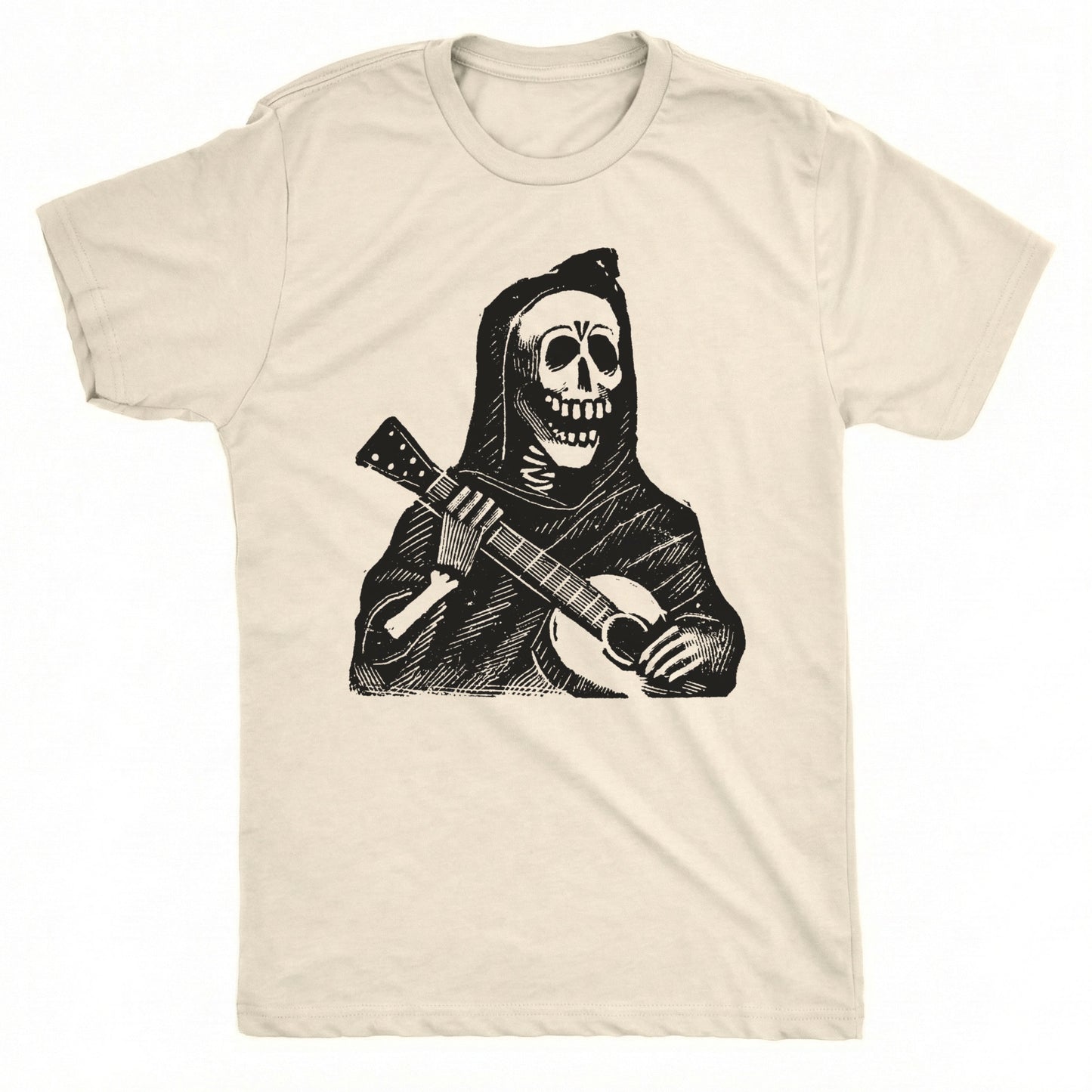 Calavera Con Guitara Tee Natural Mockup