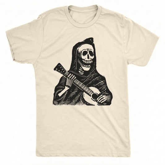 Calavera Con Guitara Tee Natural Mockup