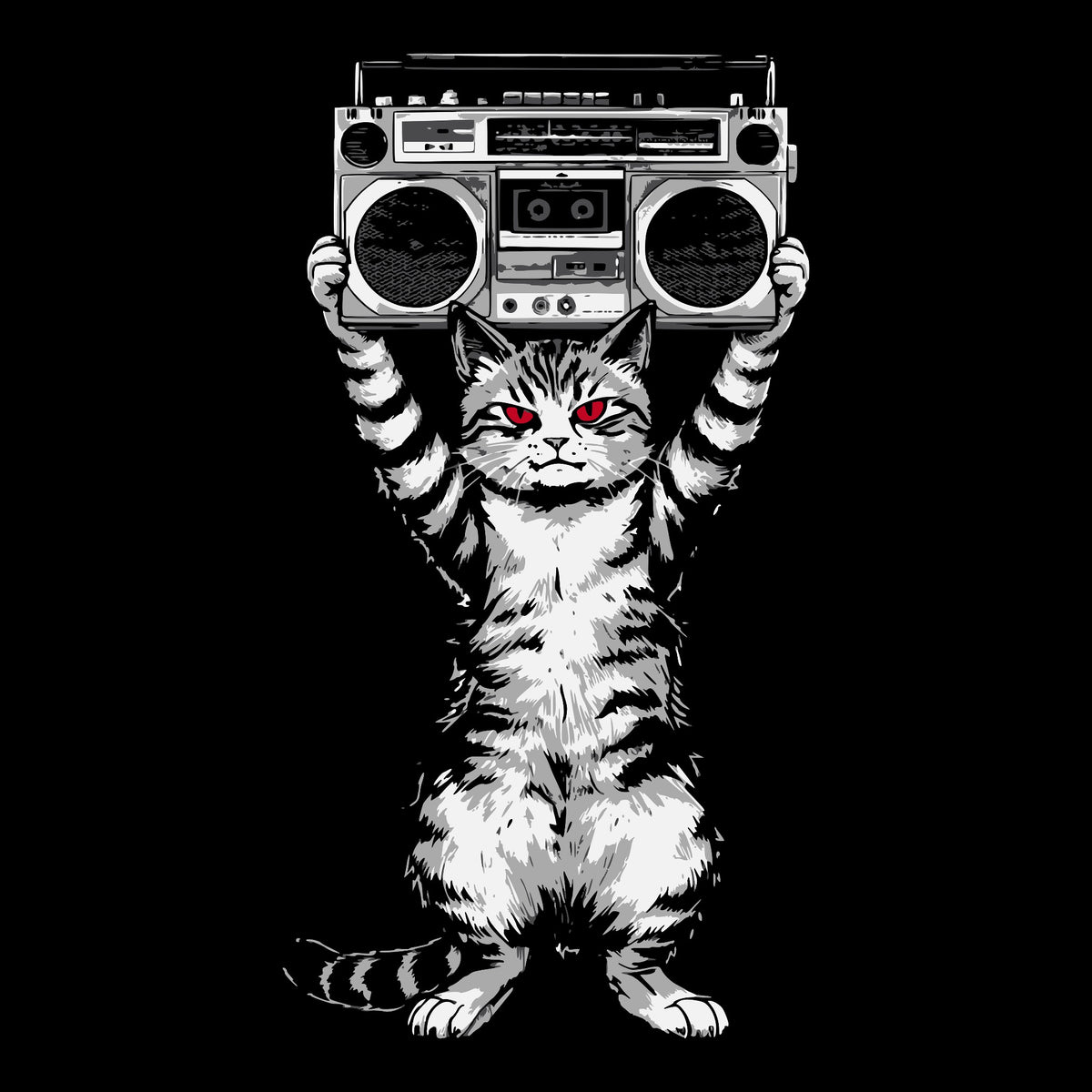 Cat Blaster Tee Black Design