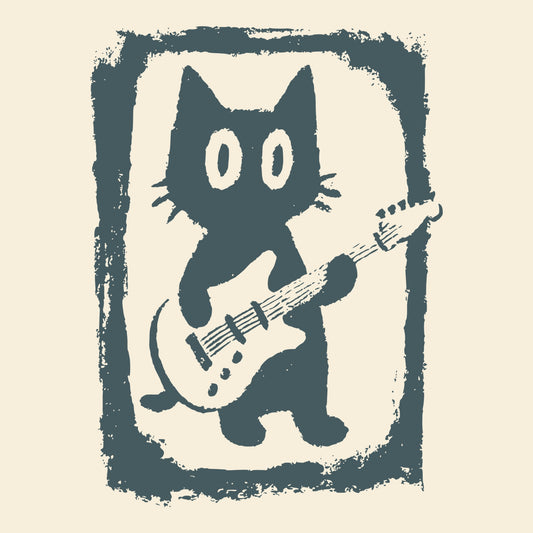 Cat Guitar Tee Natural Design
