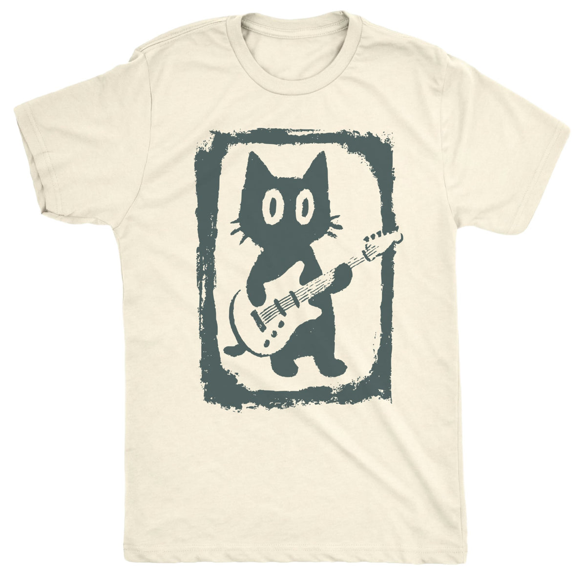 Cat Guitar Tee Natural Mockup