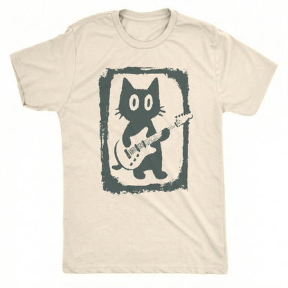 Cat Guitar Tee Natural Mockup