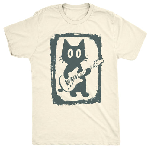 Cat Guitar Tee Natural Mockup