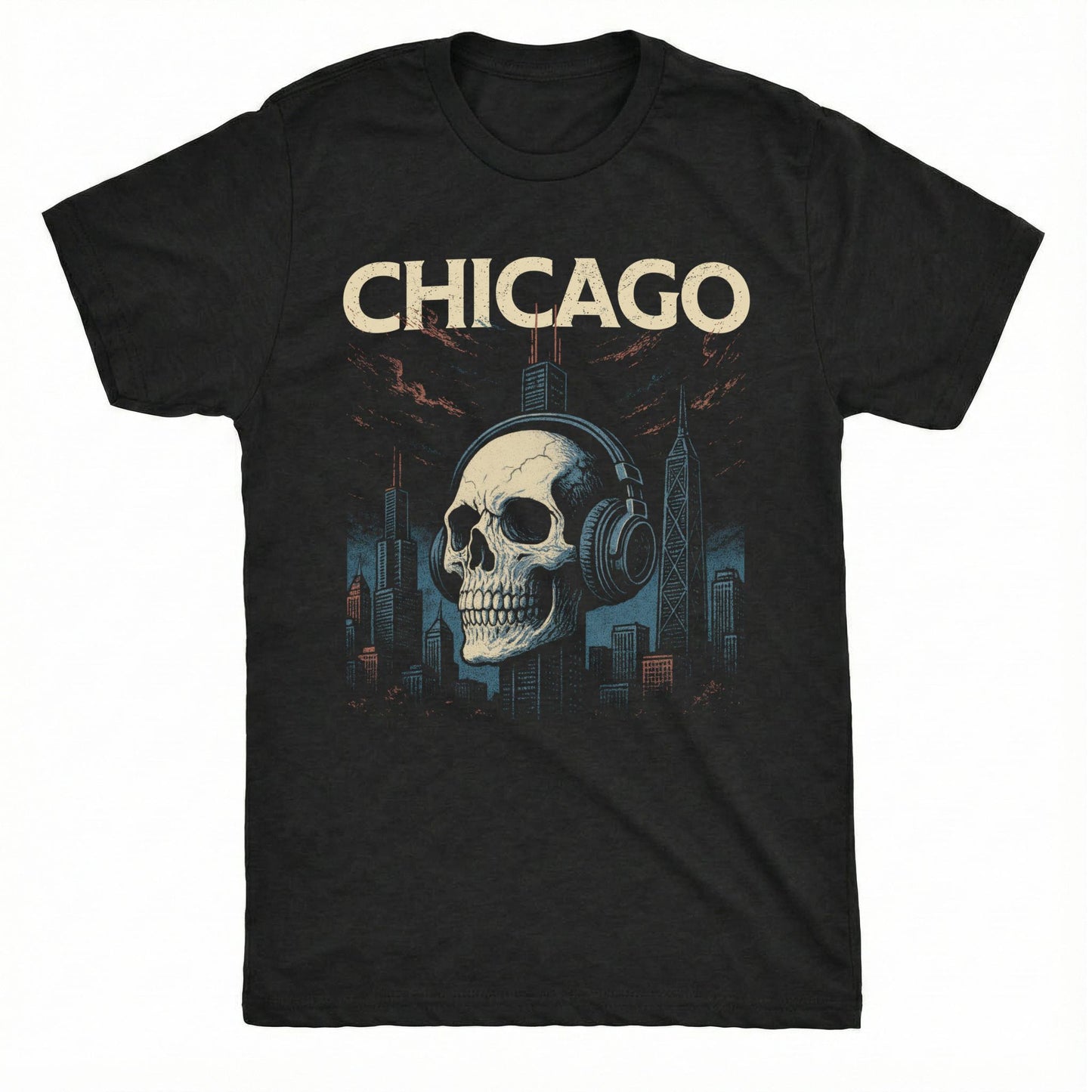 Chicago Impaled Skull T-Shirt | Comfort Colors® 1717 Black