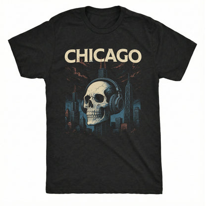 Chicago Impaled Skull T-Shirt | Comfort Colors® 1717 Black