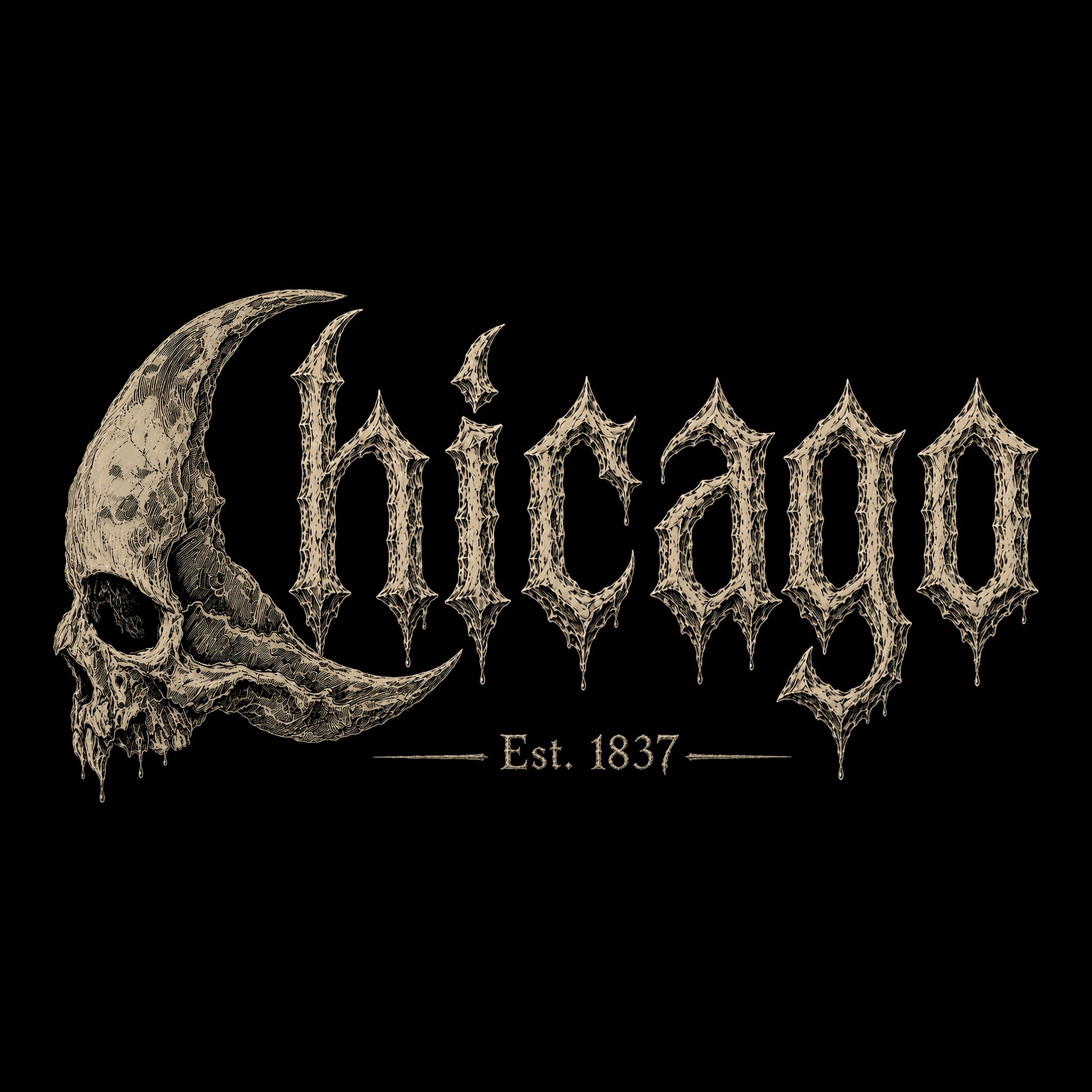 Chicago Metal Tee Black Design