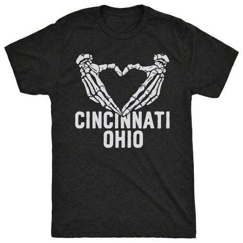 Cincy Heart Tee Black Mockup