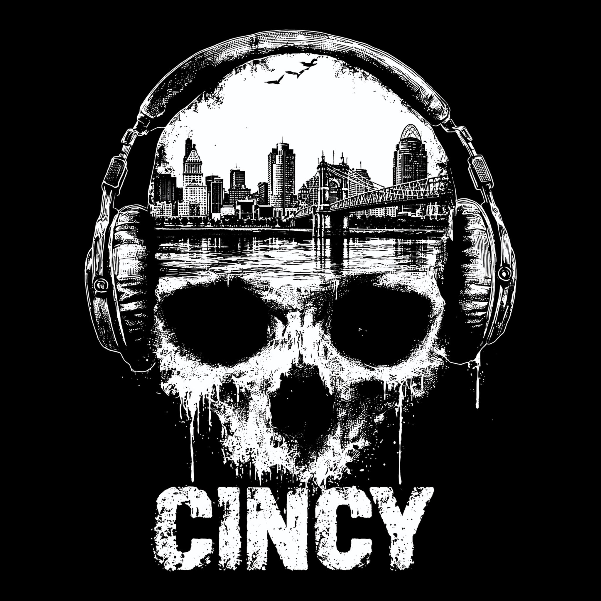 Cincy Skull Tee Black Design