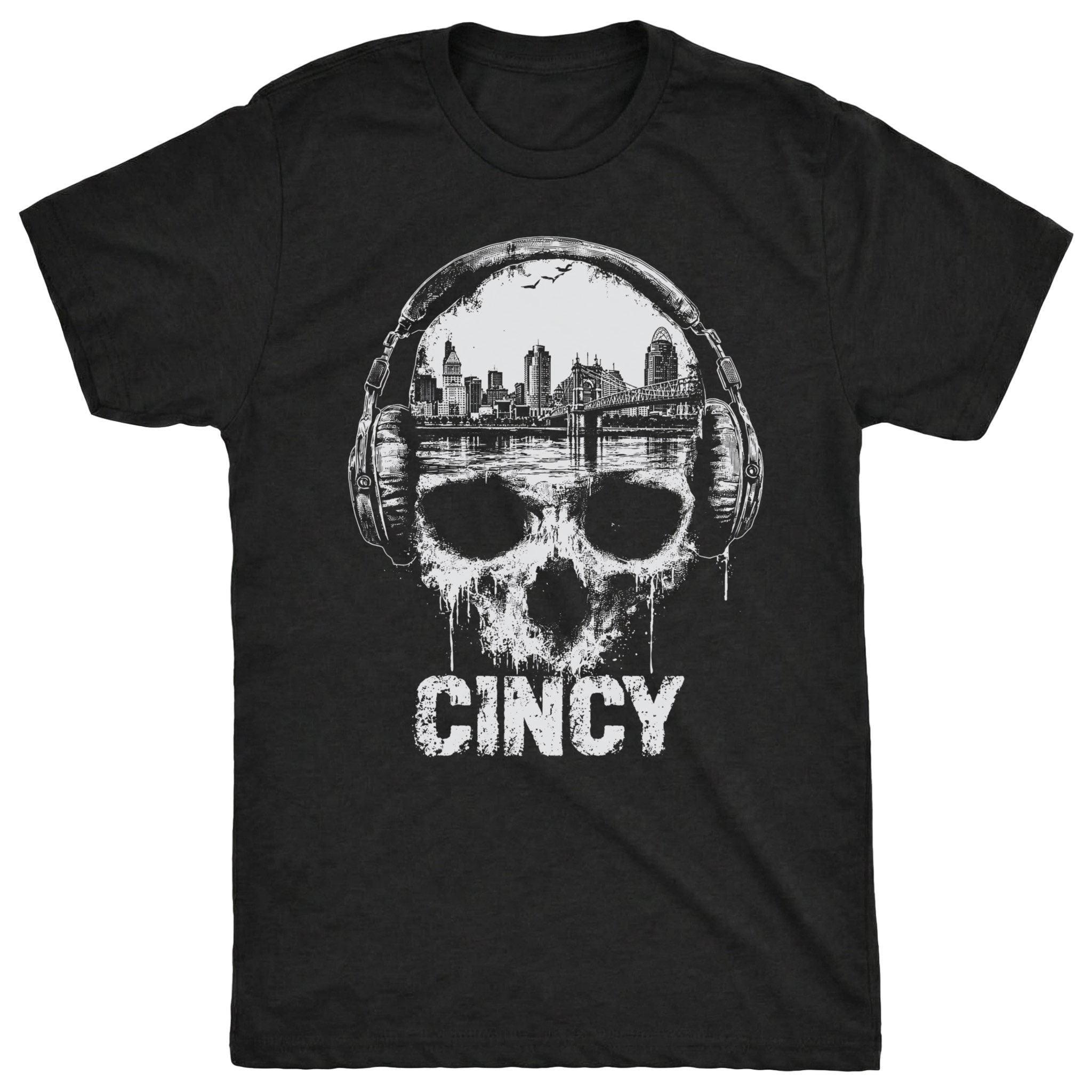 Cincy Skull Tee Black Mockup
