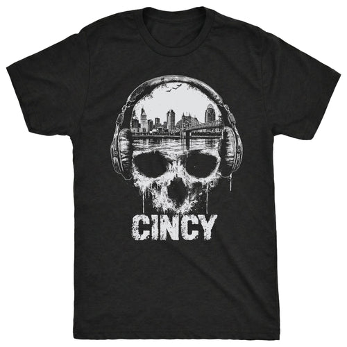 Cincy Skull Tee Black Mockup