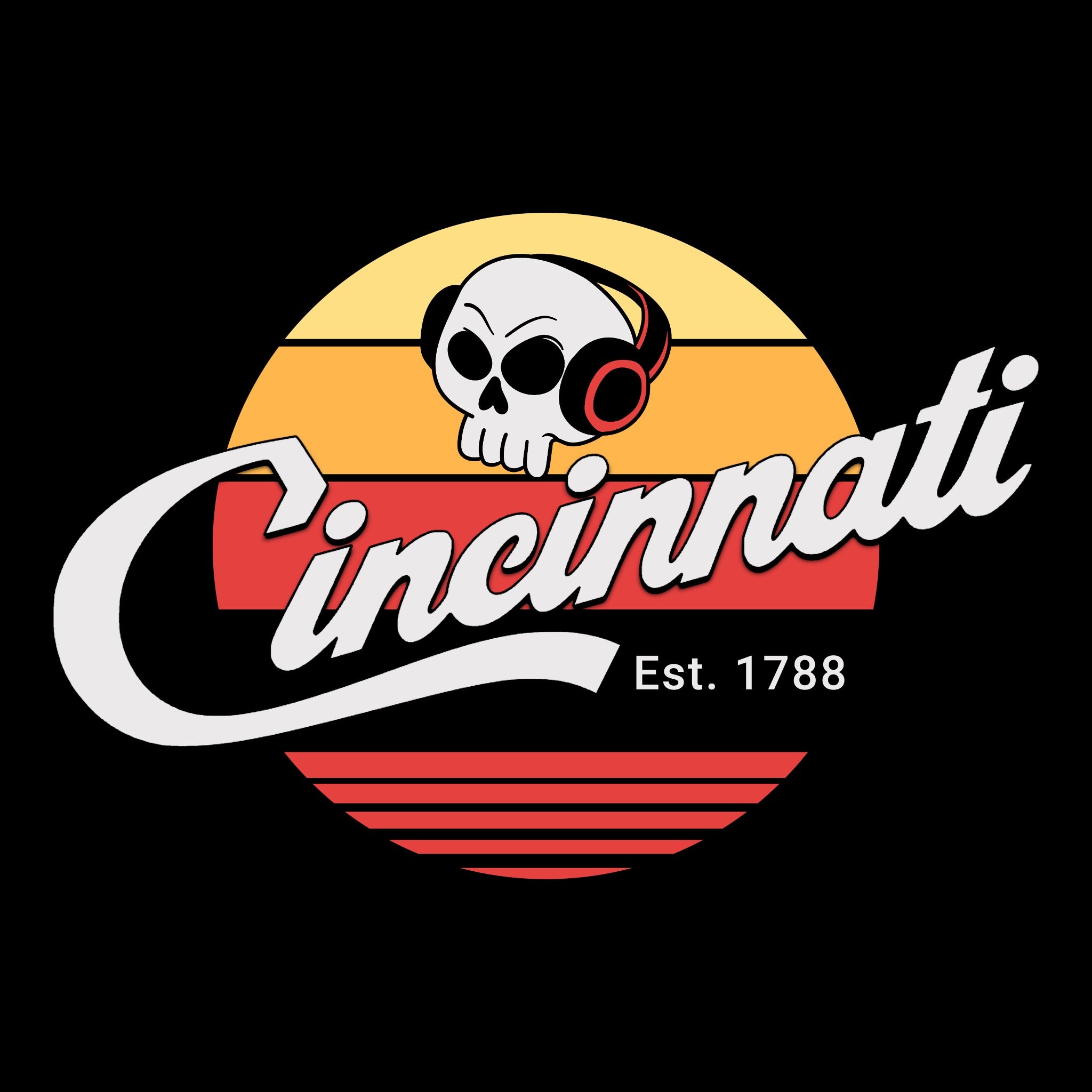 Cincy Sunset Tee Black Design