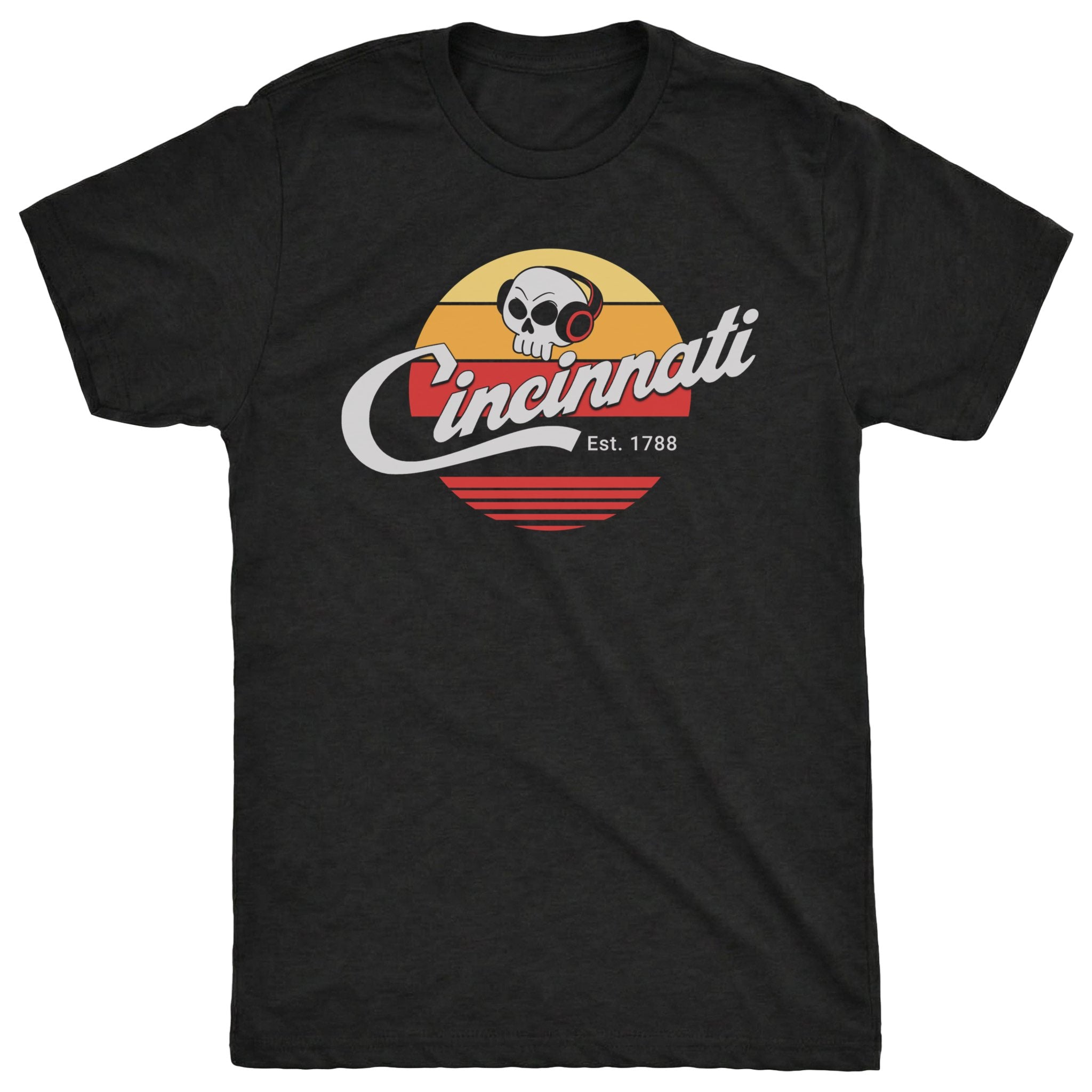 Cincy Sunset Tee Black Mockup
