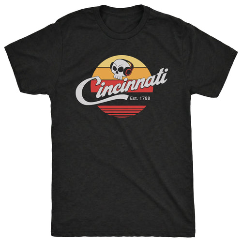 Cincy Sunset Tee Black Mockup