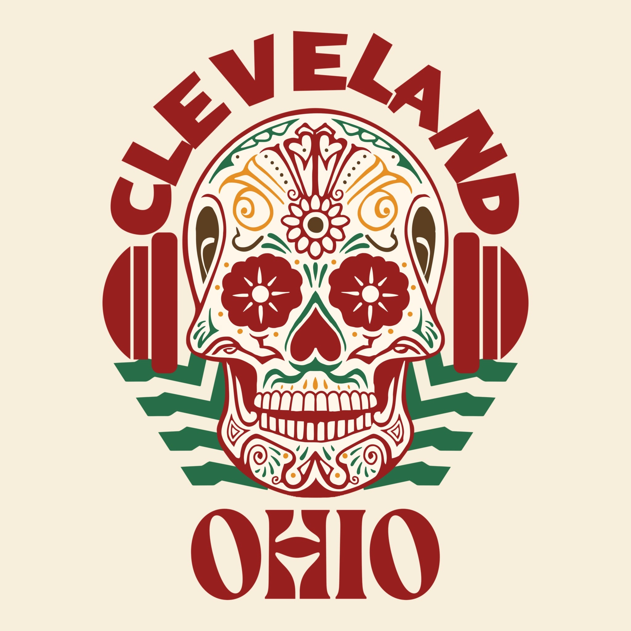 Cle Sugar Skull Tee Natural Design