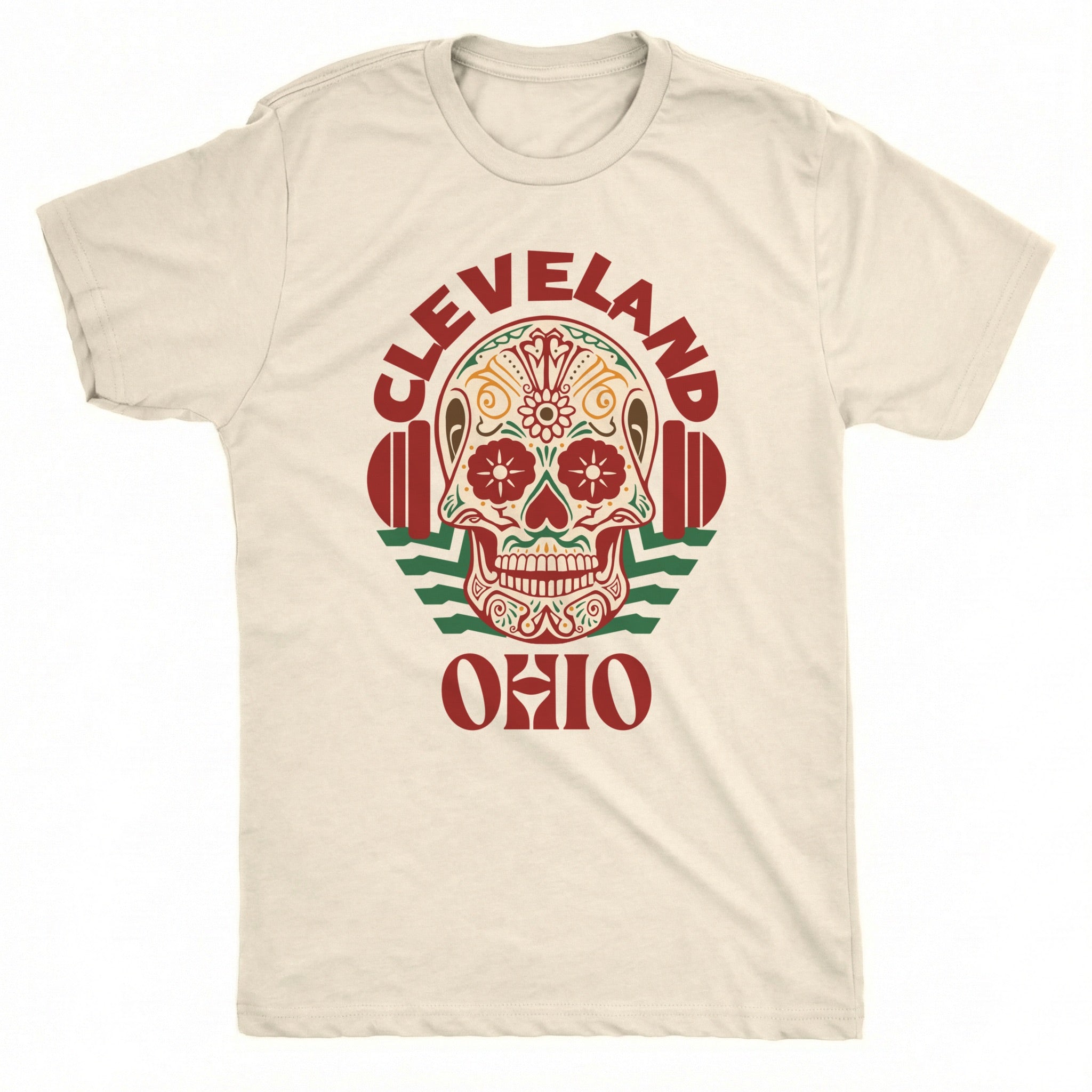 Cle Sugar Skull Tee Natural Mockup