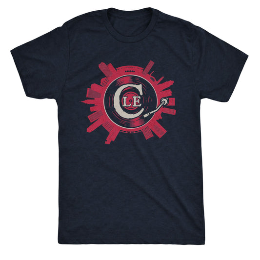 Cle on Spin Tee Navy Mockup