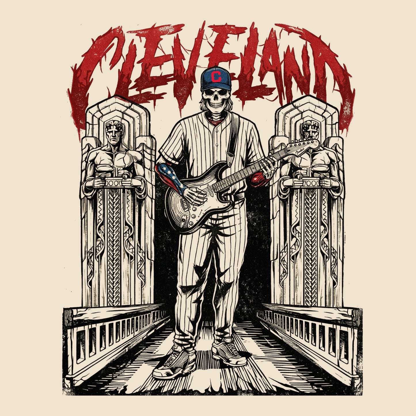 Cleveland Baseball Tee Natural Design