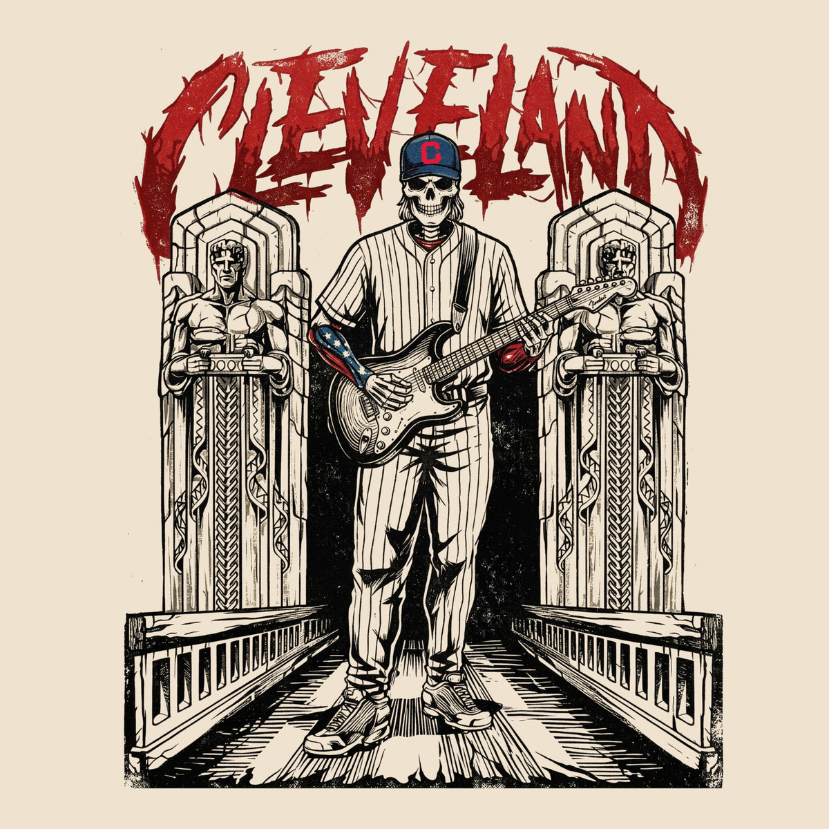 Cleveland Baseball Tee Natural Design