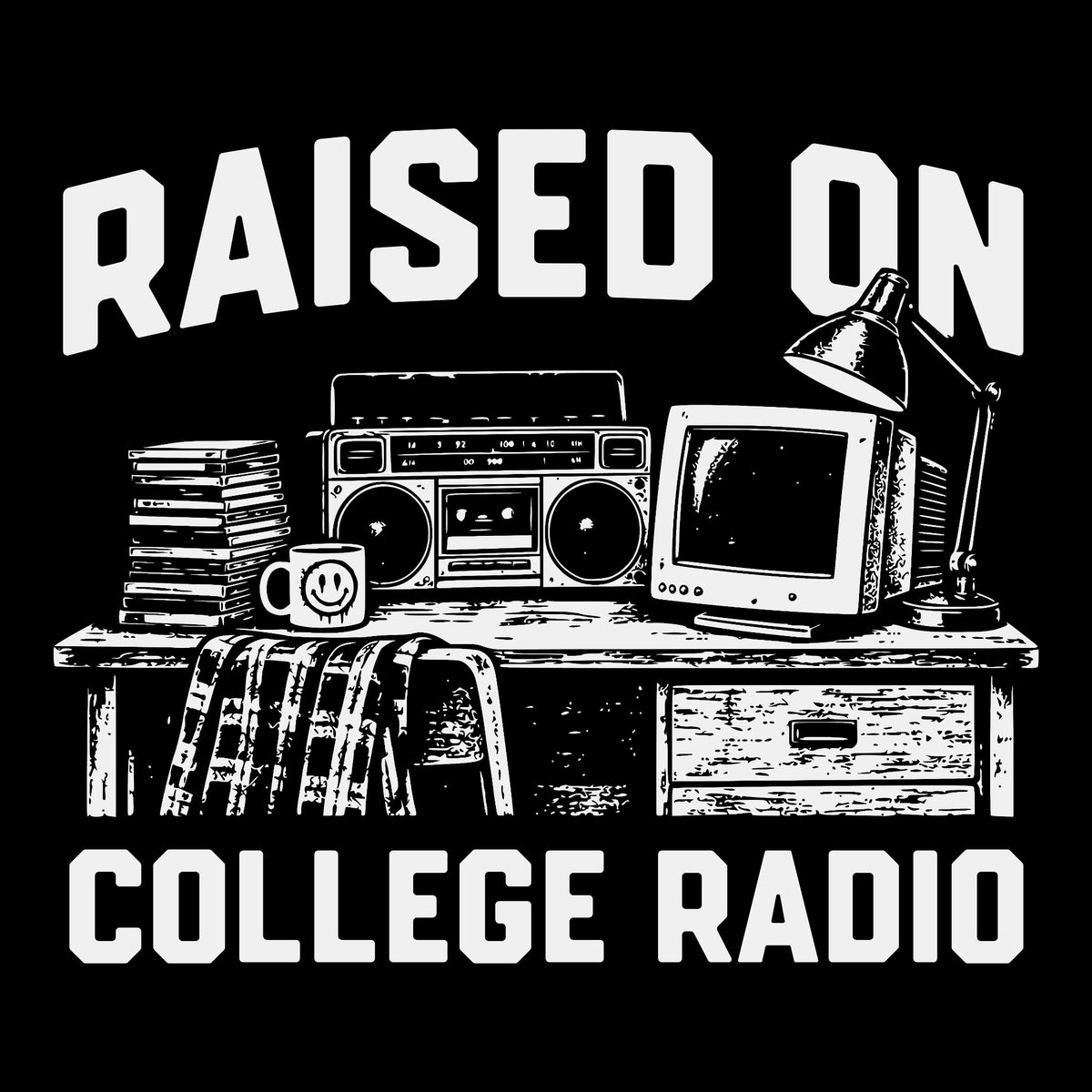 College Radio Tee Black Design