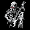 Cthulhu on Bass Tee Black Design