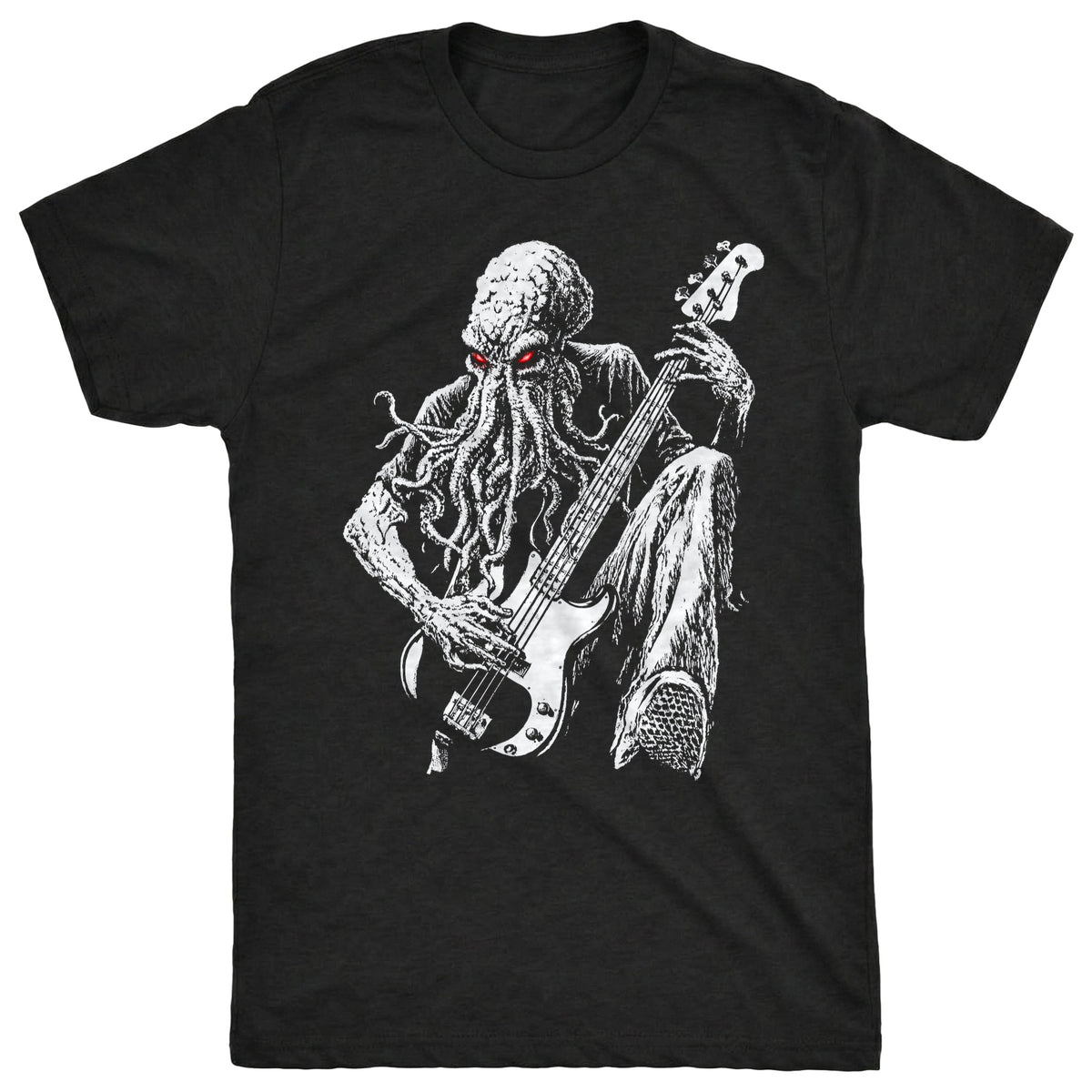 Cthulhu on Bass Tee Black Mockup