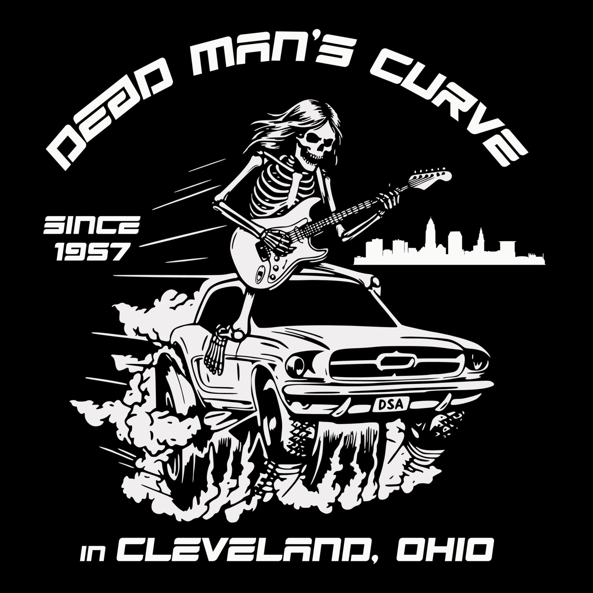 Dead Man's Curve Tee Black Design