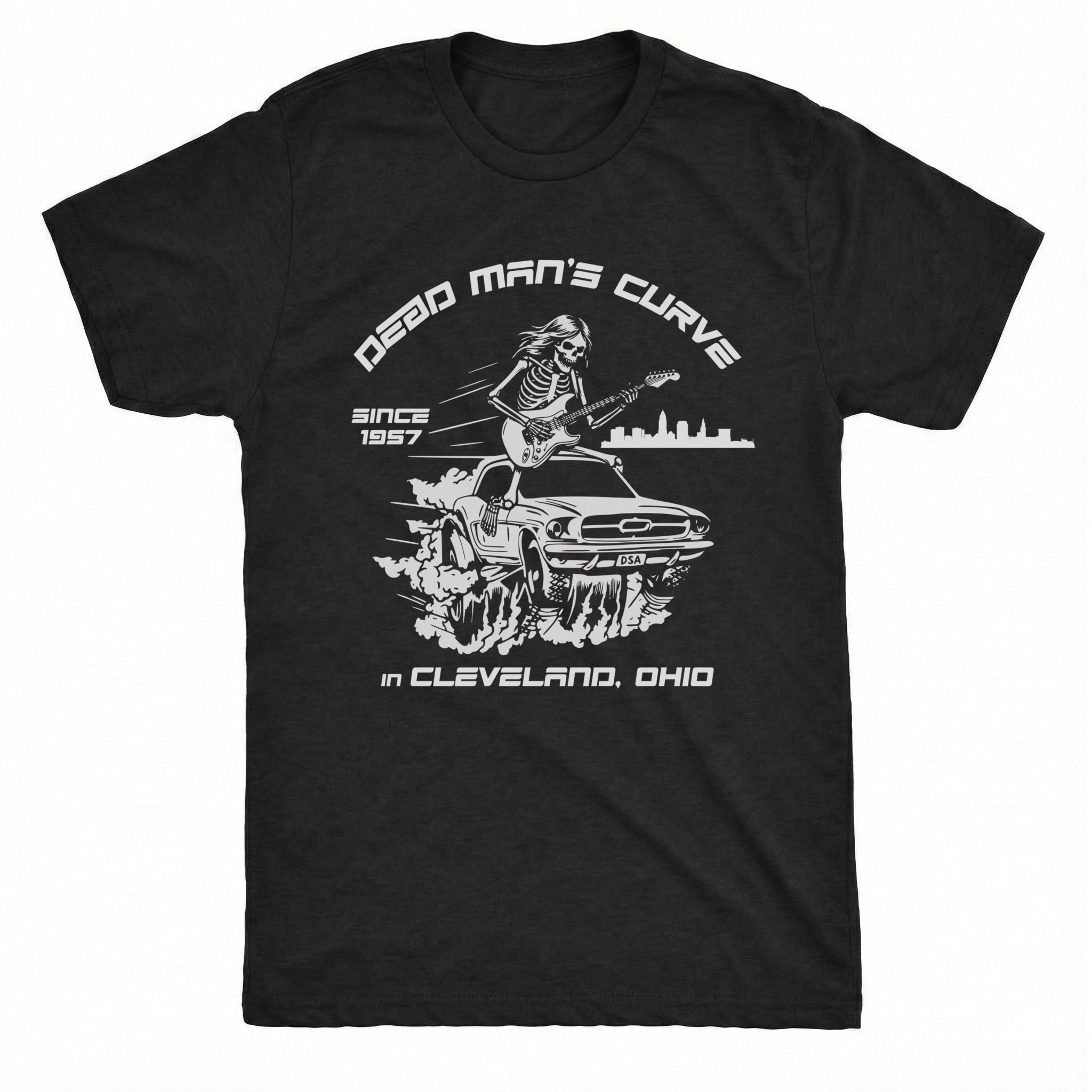 Dead Man's Curve Tee Black Mockup