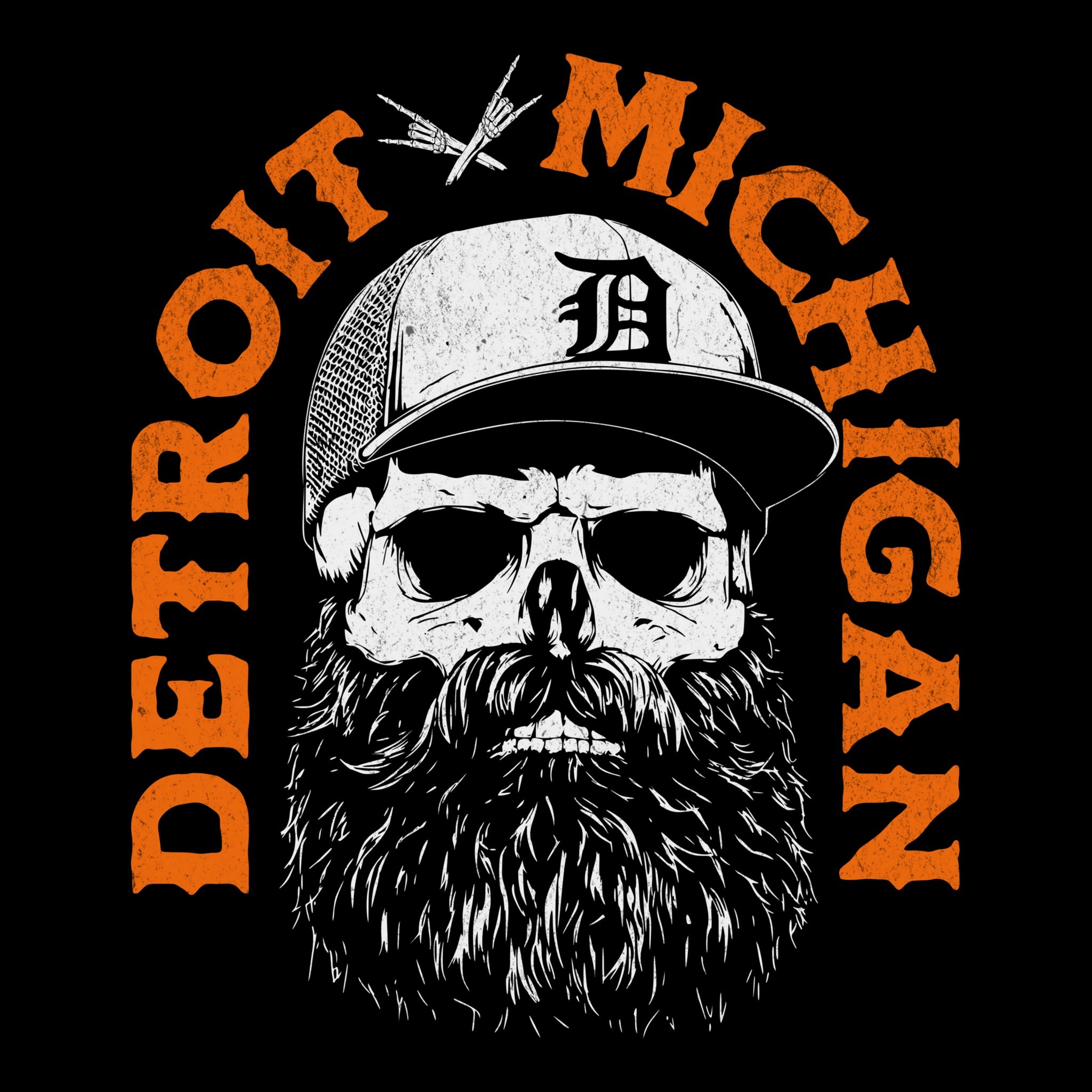 Detroit Beard Tee Black Design