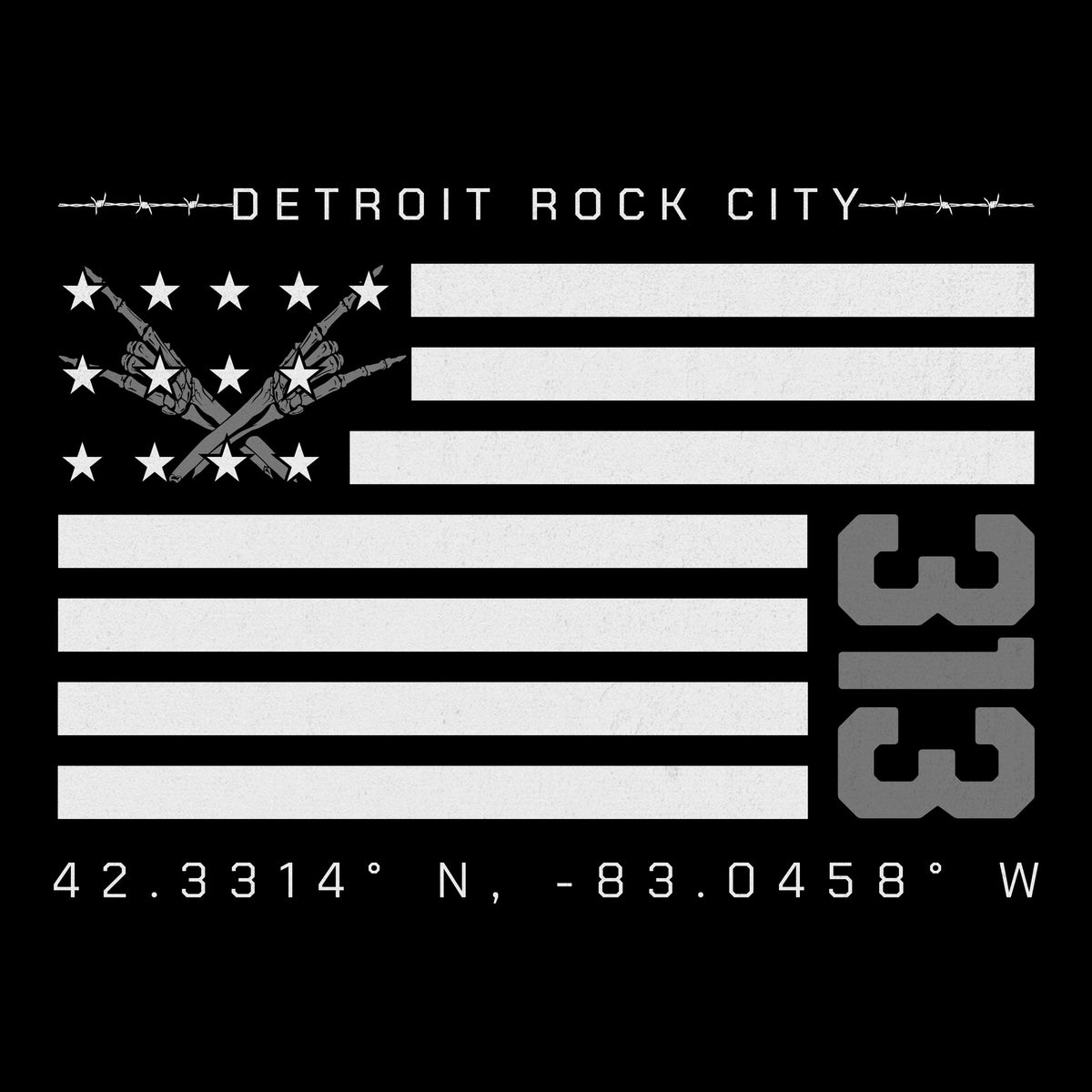 Detroit Flag Tee Black Design