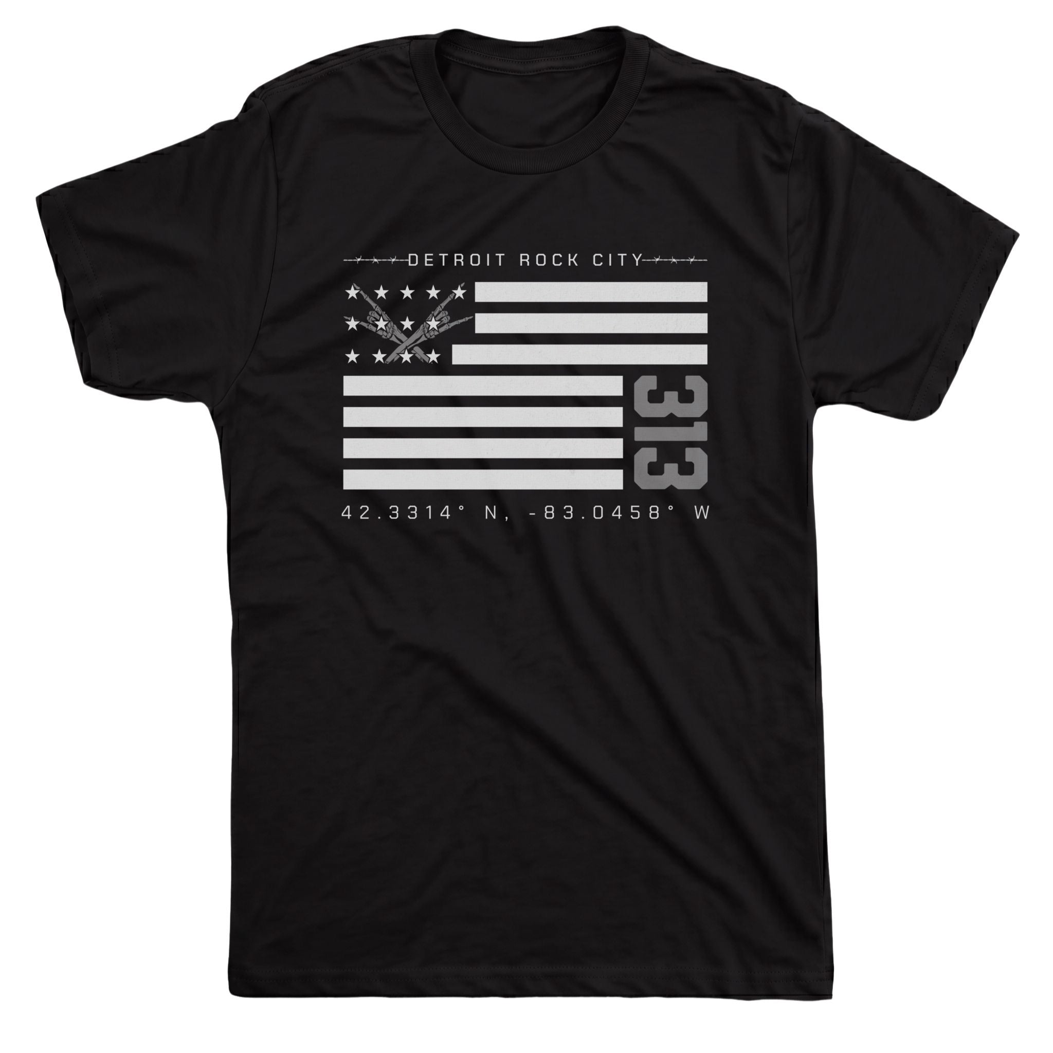 Detroit Flag Tee Black Mockup