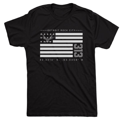 Detroit Flag Tee Black Mockup